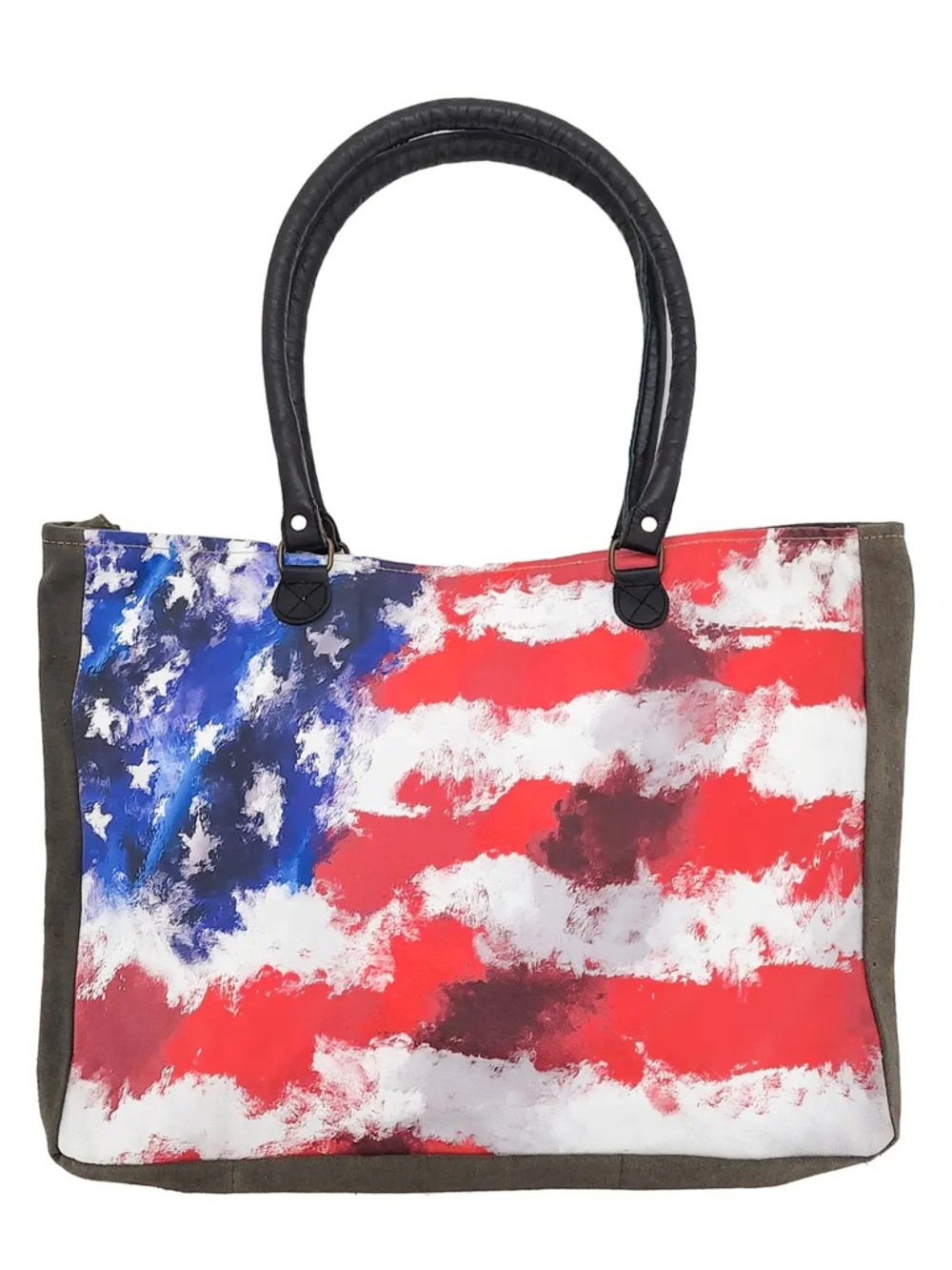 Military Tent Painted Flag Tote Bag - Red, White & Blue